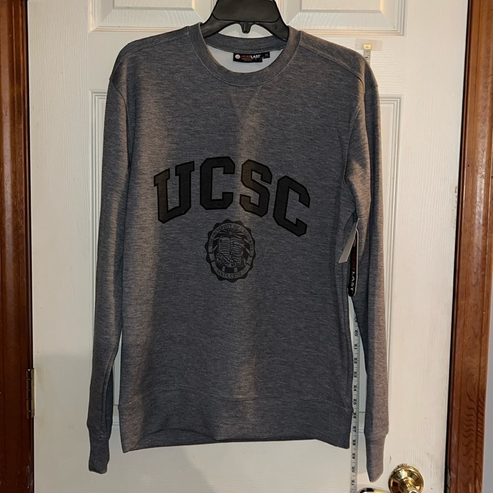 NWT-heatlast-M-gray-UCSC Santa Cruz-long sleeve,crewneck,tech fleece,sweatshirt